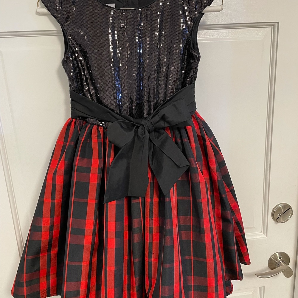 Pepper & Julie black Sequined plaid Dress Sz 10 - Picture 2 of 6